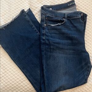 American Eagle Outfitters Deep Blue Jeans High Rise Skinny Kick